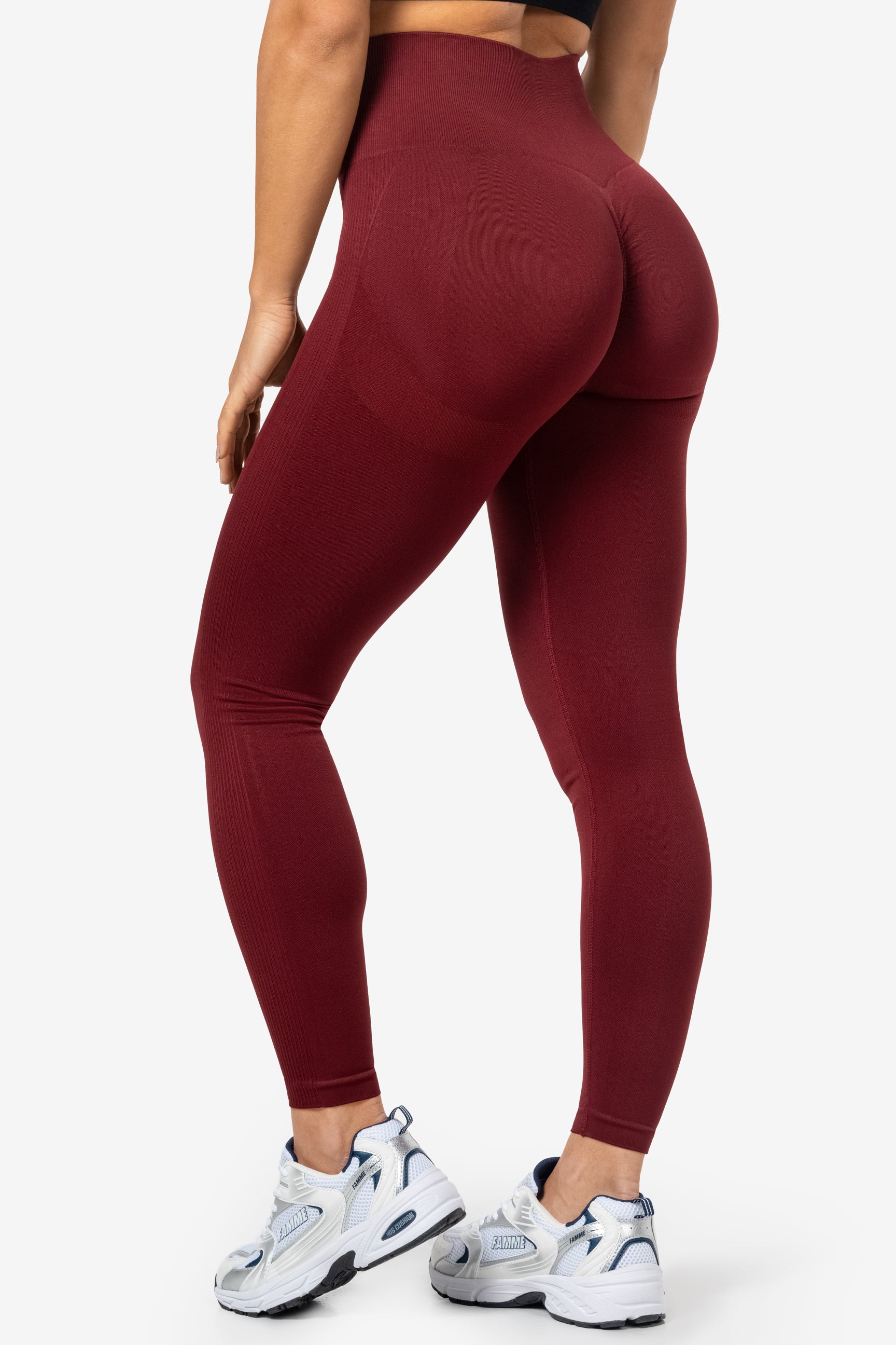 Dark Red Peachy Scrunch Leggings - for dame - Famme - Leggings