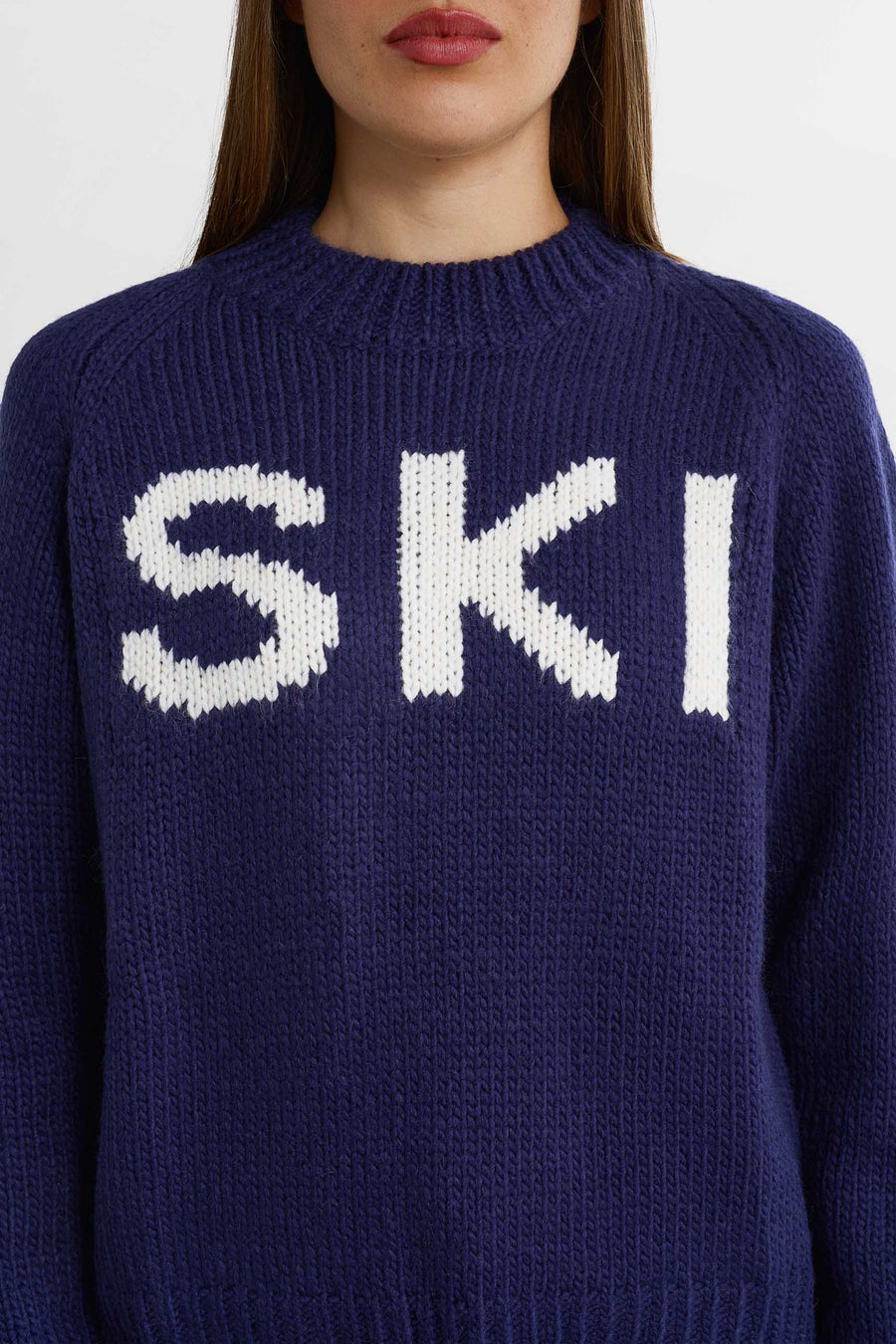 SKI Chunky Knit Sweater · Blue/White